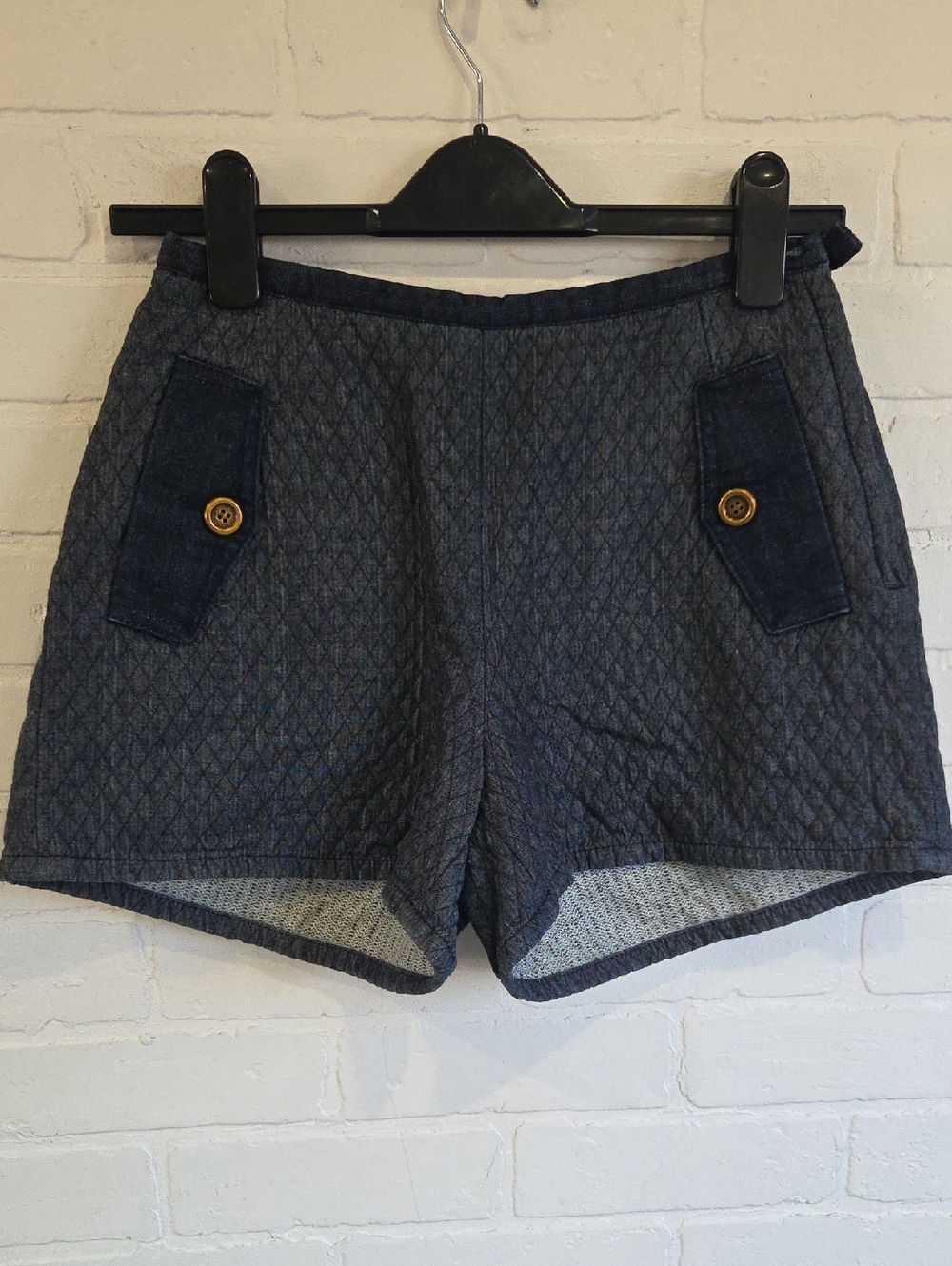 Burberry Quilted Navy High-Waist Shorts
